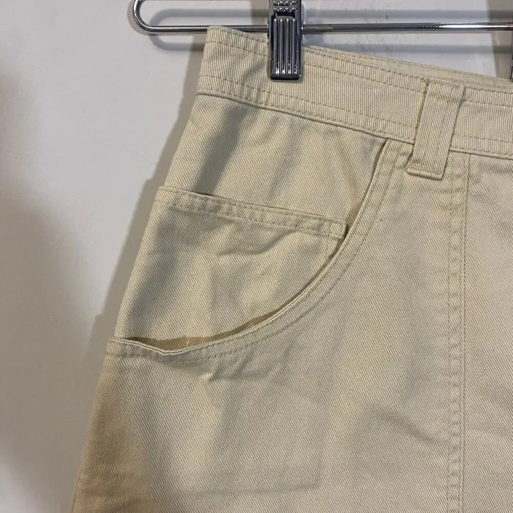 Old Navy Mid-Rise Utility Mini Skirt Beige Tan Button Down Patch Pockets Sz 16